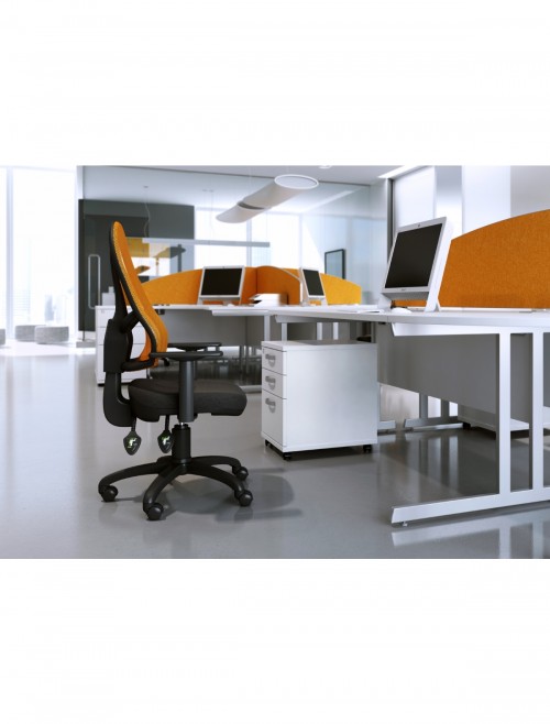 White Desk High Pedestal 600mm Deep Aspire ET/PED/600/WH - enlarged view