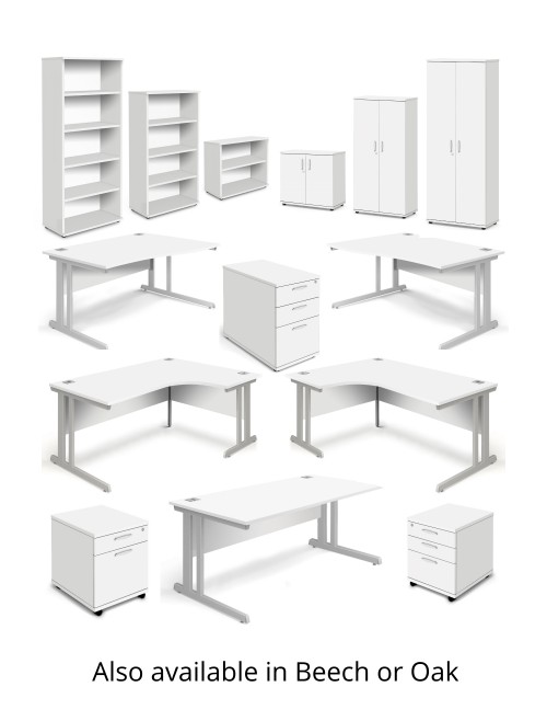 White Desk High Pedestal 600mm Deep Aspire ET/PED/600/WH - enlarged view