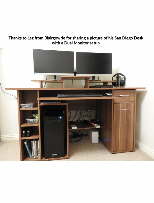 Alphason San Diego Computer Desk AW12004WAL Walnut - enlarged view