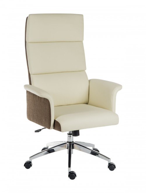 Office Chairs Elegance Cream Faux Leather Executive Chair 6950CRE by Teknik