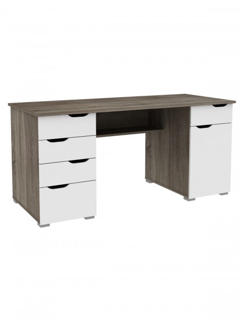 Home Office Desks Alphason Kentucky Dark Oak Desk AW1374DO