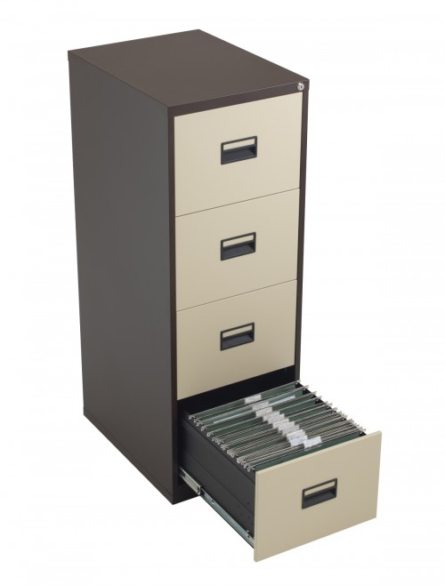 Talos Metal Filing Cabinet 4 Drawer Coffee Cream TCS4FC-CC by TC Office