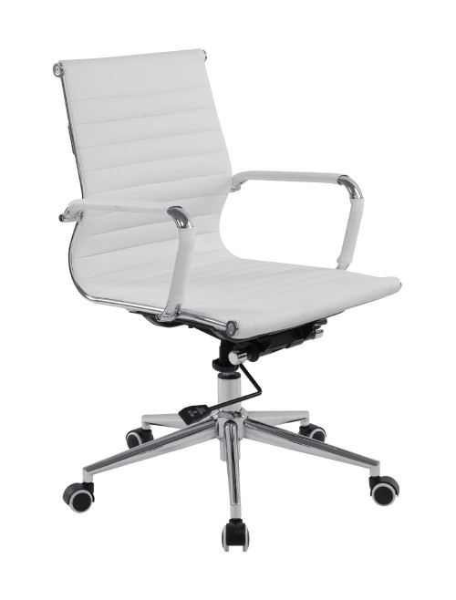 Bonded Leather Office Chair White Aura Medium Back BCL/8003/WH by Eliza Tinsley