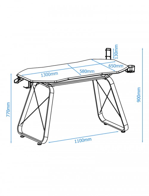 Gaming Desk Oblivion Black Home Office Desk AW9220 by Alphason Dorel - enlarged view