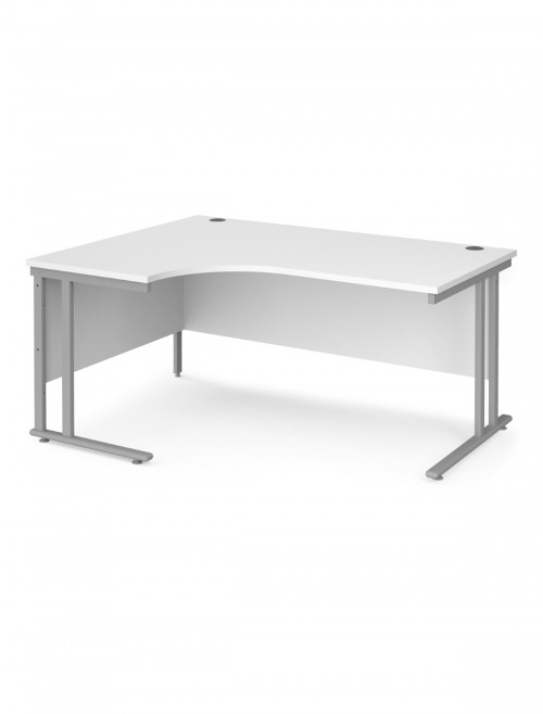 White Office Desk Maestro 25 Left Ergonomic Desk Cantilever 1600mm MC16ELSWH