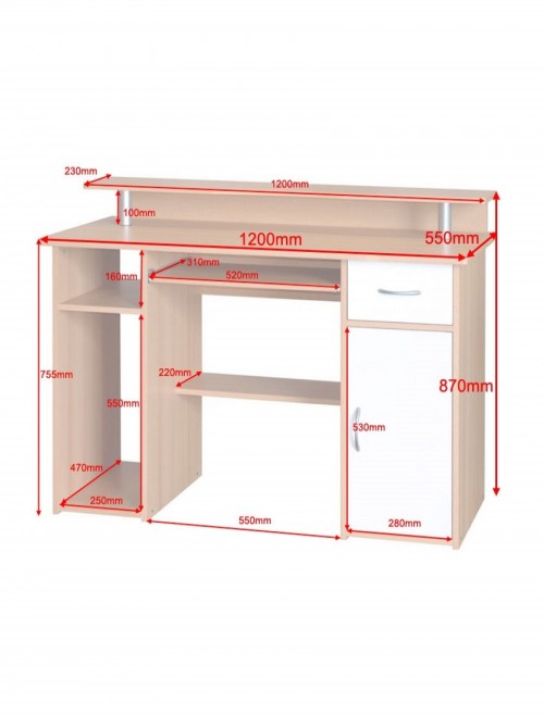 Home Office Desk Beech Albany Computer Desk AW12362-BC by Alphason