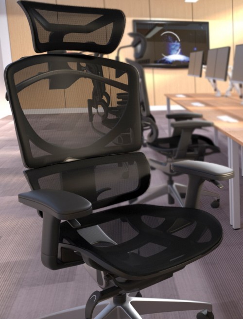 Mesh Office Chair Black Ergo Click Plus 24hr Chair with Headrest PO000063 by Dynamic