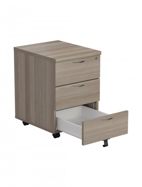 Office Storage Grey Oak 3 Drawer Mobile Pedestal TESMP3GO by TC - enlarged view