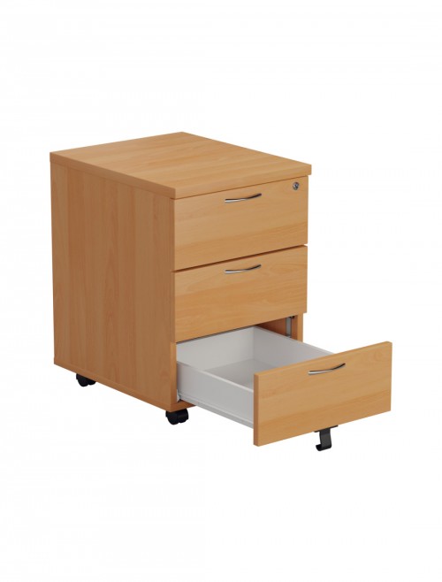 Office Storage Beech 3 Drawer Mobile Pedestal TESMP3BE2 by TC - enlarged view