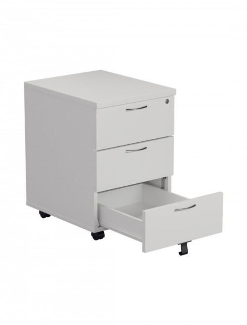 Office Storage White 3 Drawer Mobile Pedestal TESMP3WH by TC - enlarged view