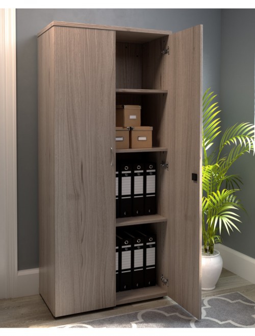 Office Cupboard Grey Oak 1800mm Tall Office Storage Cupboard WDS1845CPGO by TC