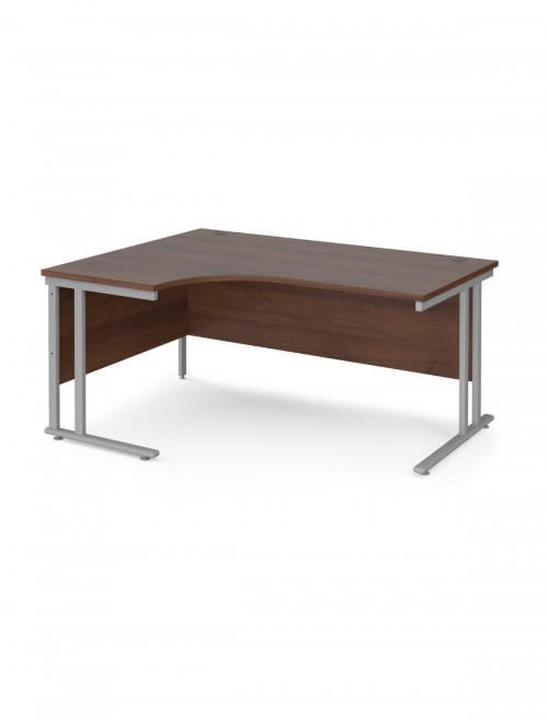 Left Ergo Walnut Office Desk 1600mm Wide Maestro 25 and Desk High Pedestal EBS16LW by Dams
