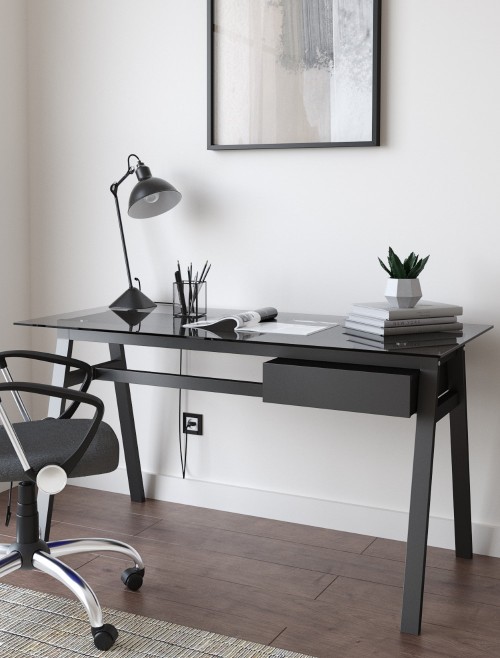 Home Office Desk Grey Richmond Computer Desk AW21928GRY by Alphason - enlarged view