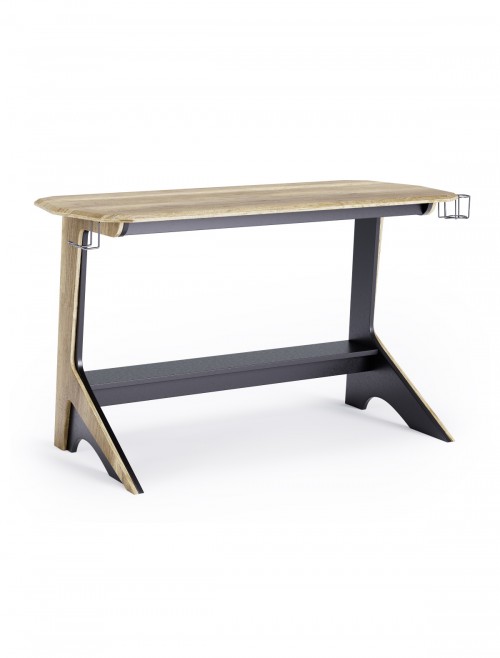 Home Office Desk Oak and Black Jersey Computer Desk AW3622 by Alphason - enlarged view