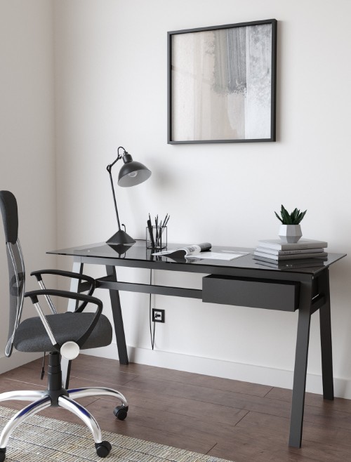 Home Office Desk Grey Richmond Computer Desk AW21928GRY by Alphason - enlarged view