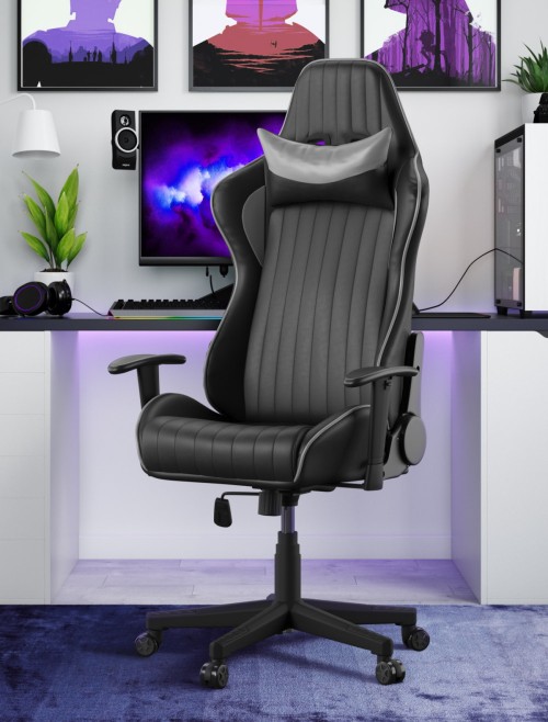 Gaming Chair Senna Racing Chair AOC5126GRY Black Grey by Alphason