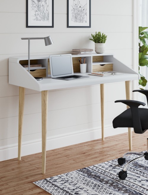 Home Office Desk White Yeovil Study Desk AW3180 by Alphason Dorel