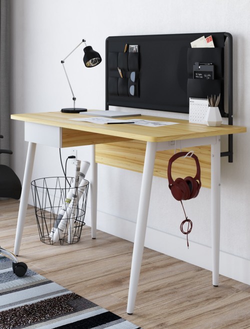 Home Office Desk Oak and White Freemont Computer Desk AW3617WHI by Alphason Dorel