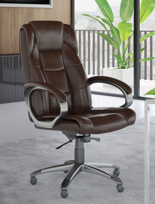 Office Chair Brown Leather Faced Northland Executive Chair AOC6332-L-BR by Alphason - enlarged view