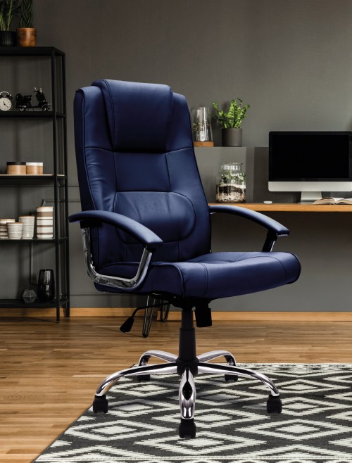Office Chair Blue Leather Westminster Executive Chair DPA2008ATG/LBL by Eliza Tinsley - enlarged view