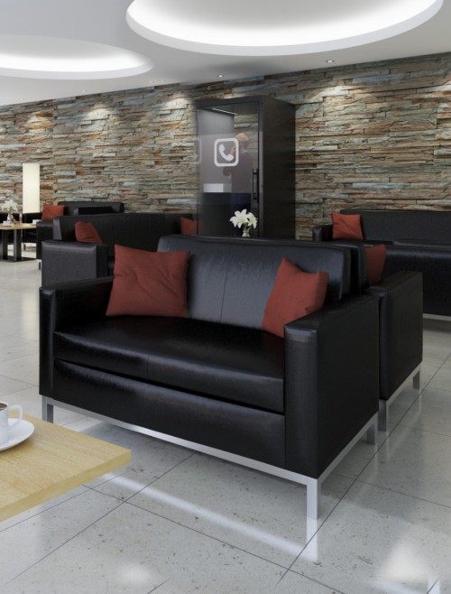 HEL50002 Helsinki Leather Faced Two Seater Reception Chair  - enlarged view