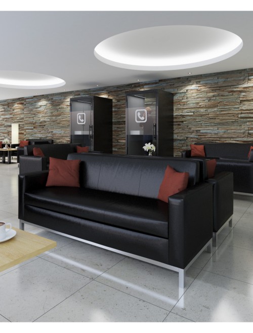HEL50004 Helsinki Leather Faced Three Seater Reception Chair HEL50004 - enlarged view