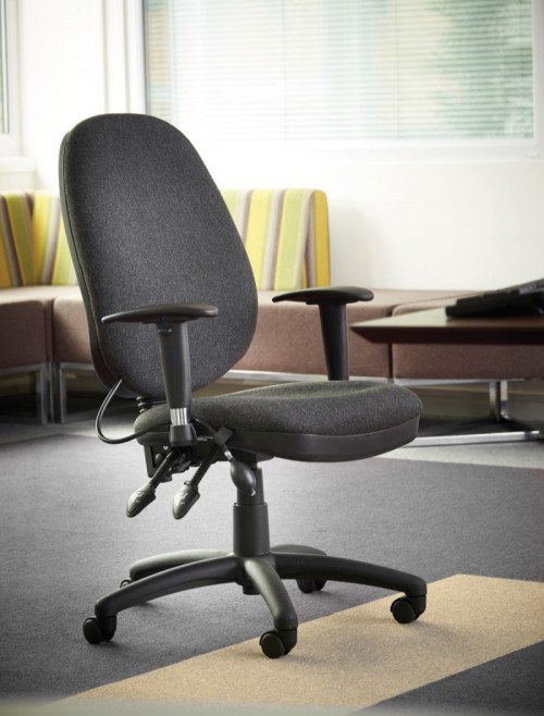 Office Chairs Charcoal Sofia Fabric High Back Managers Chair SOF300T1-C by Dams - enlarged view