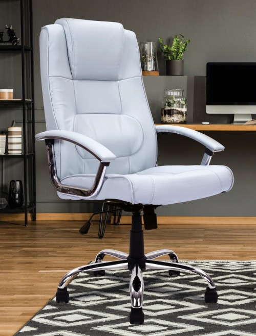 Office Chair Silver Leather Westminster Executive Chair DPA2008ATG/LSV by Eliza Tinsley - enlarged view