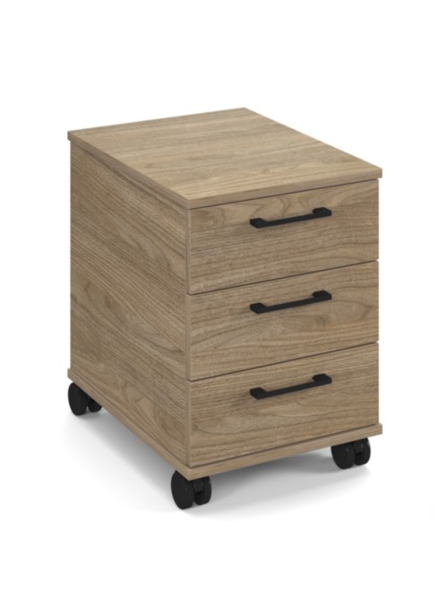 Office Storage Anson Executive 3 Drawer Mobile Pedestal Barcelona Walnut ANS-PED-BW by Dams - enlarged view