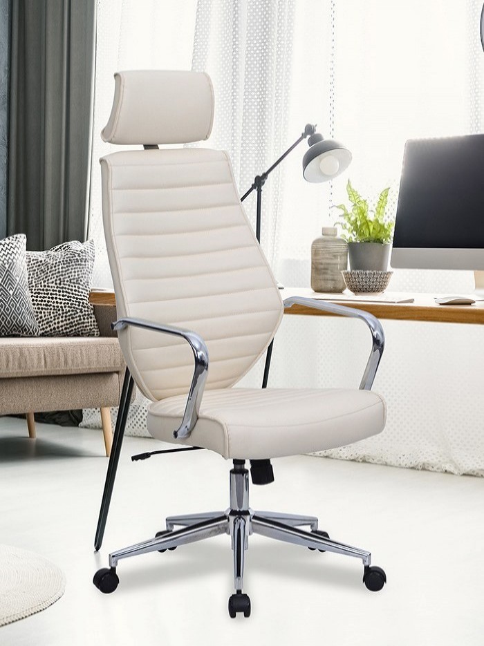 Office Chair Cream Faux Leather Atlas Executive Chair BCP/G448/CM 121