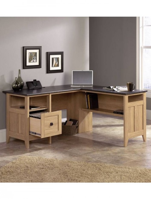 Home Office Desks Dover Oak Home Study L-Shaped Desk 5412320 by Teknik - enlarged view