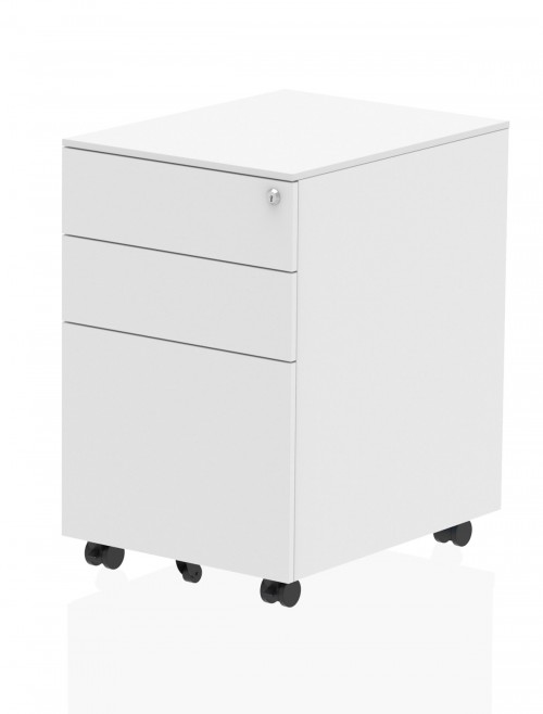 Office Storage 3 Drawer Steel Mobile Pedestal White I000726 by Dynamic - enlarged view