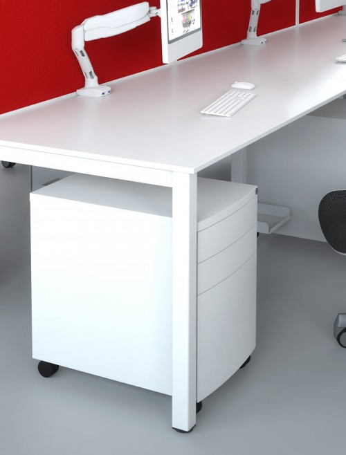 Office Storage 3 Drawer Steel Mobile Pedestal White I000726 by Dynamic