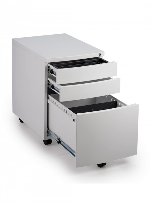 Office Storage 3 Drawer Steel Mobile Pedestal Silver I000727 by Dynamic