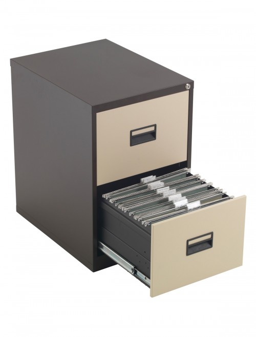 Talos Metal Filing Cabinet 2 Drawer Coffee Cream TCS2FC-CC by TC Office