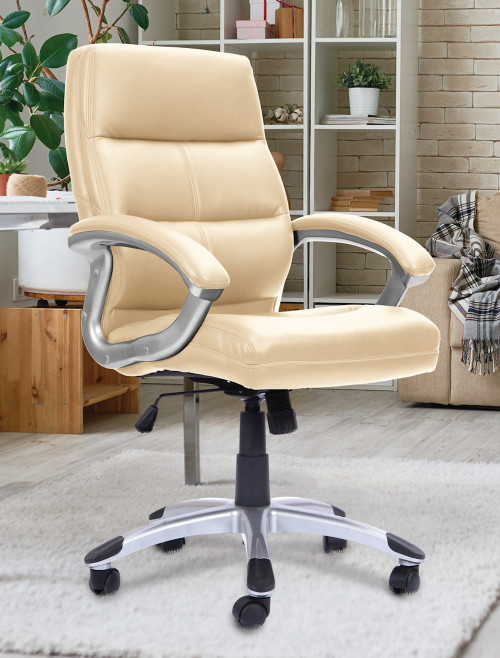 Office Chairs Cream Leather Effect Greenwich Executive Chair BCP/T101/CM by Eliza Tinsley