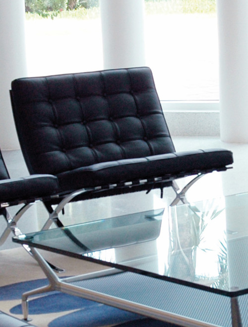 Reception Chair Black Valencia Leather Faced Chair BSL/X100/BK by Eliza Tinsley Nautilus - enlarged view