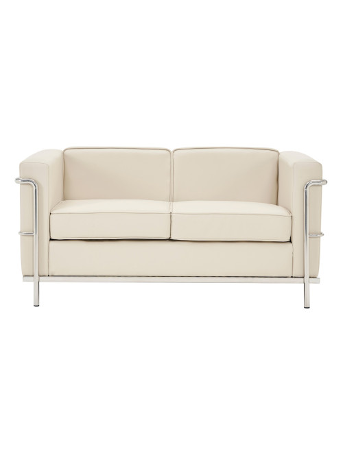 Reception Sofa Ivory Belmont Two Seater Sofa Leather Faced by Nautilus - enlarged view
