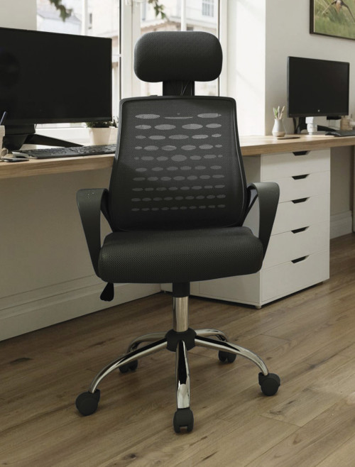 Mesh Office Chair Black Sigma High Back Mesh Chair by Nautilus - enlarged view