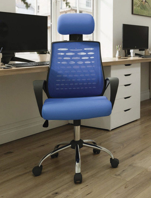 Mesh Office Chair Blue Sigma High Back Mesh Chair by Nautilus - enlarged view