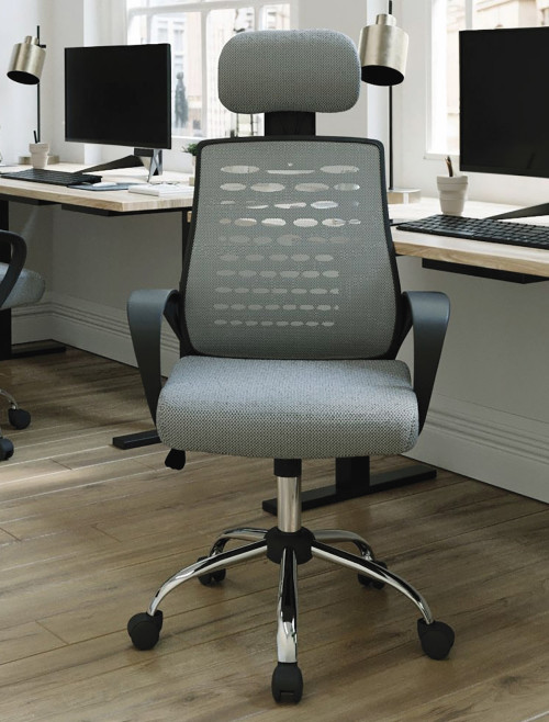 Mesh Office Chair Grey Sigma High Back Mesh Chair by Nautilus - enlarged view