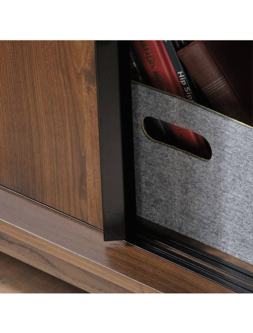 Wide Bookcase Hampstead Park Walnut Storage Cabinet by Teknik - enlarged view