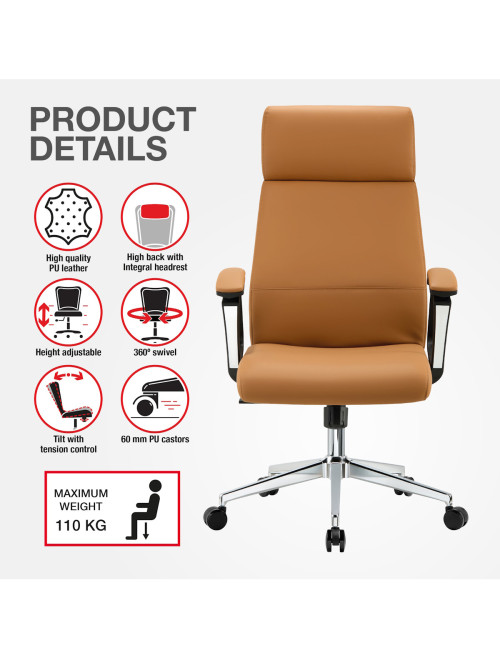 Office Chair Tan London Faux Leather Executive Chair CH-LON-TAN - enlarged view