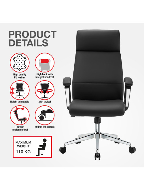 Office Chair Black London Faux Leather Executive Chair CH-LON-BLK - enlarged view