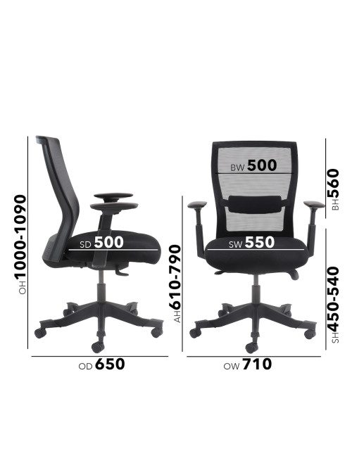 Mesh Office Chair Black Yasmin Operator Chair YAS300T1-K - enlarged view