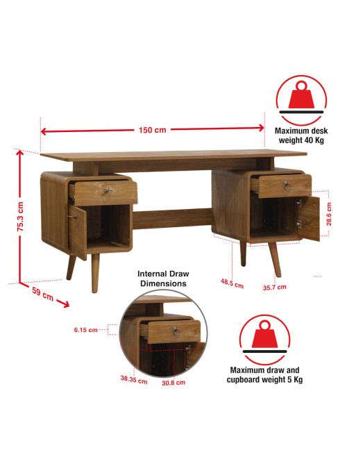 Home Office Desk Walnut Arezzo Computer Desk DSK-ARE-WAL - enlarged view