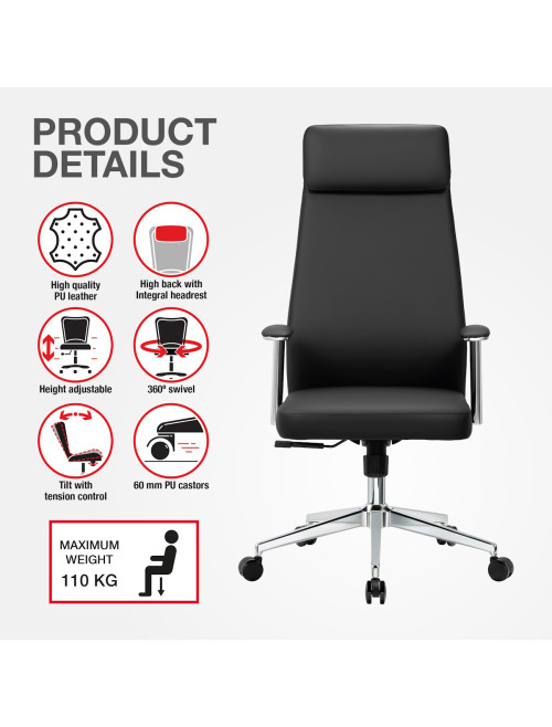 Office Chair Black York Faux Leather Executive Chair CH-YOR-BLK - enlarged view