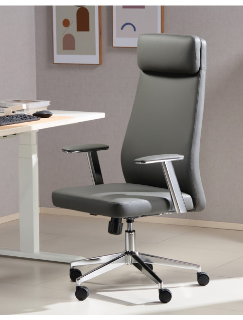 Office Chair Grey York Faux Leather Executive Chair CH-YOR-GRY - enlarged view