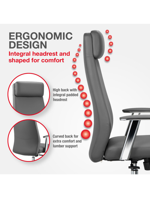 Office Chair Grey York Faux Leather Executive Chair CH-YOR-GRY - enlarged view