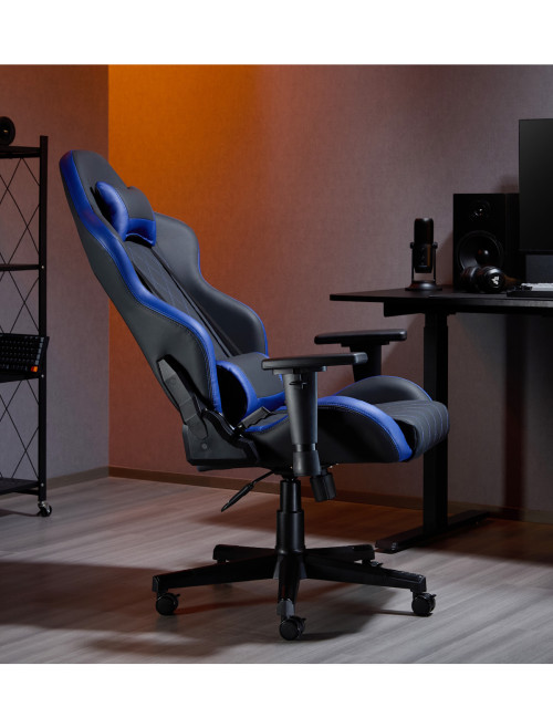 Gaming Chair Monaco Black and Blue Faux Leather Racing Chair CH-MON-BLU - enlarged view